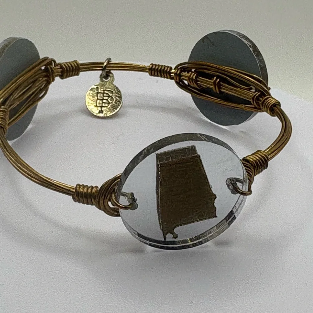 Bourbon and Boweties Alabama State Wire Wrapped Bangle Bracelet Handmade